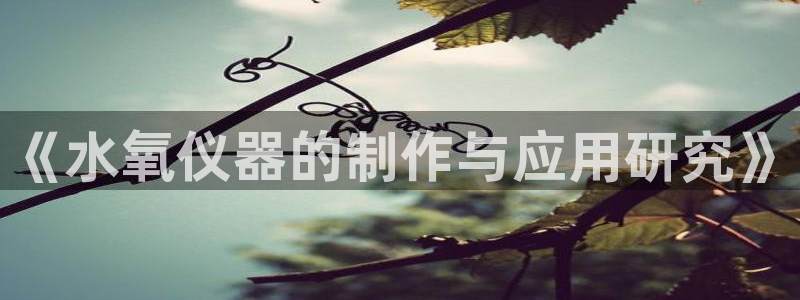 cq9传奇电子维护：《水氧仪器的制作与应用研究》