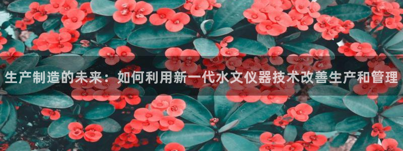 cq9电子777：生产制造的未来：如何利用新一代水文仪器技术